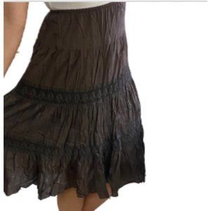 Vintage Boho Ruffle Tiered Elastic Flare Swing Skirt